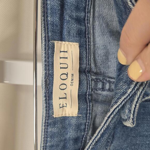 ELOQUII Stylish Denim Jeans with Rhinestone Fringe Pockets 16 - Picture 3 of 7